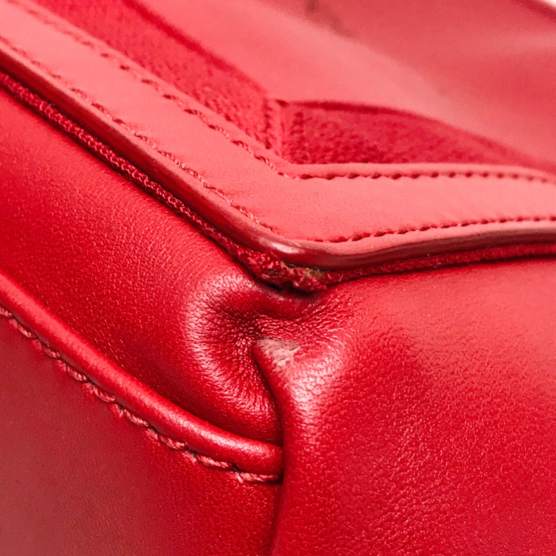Balenciaga Navy Cabas, Red, Leather, tote