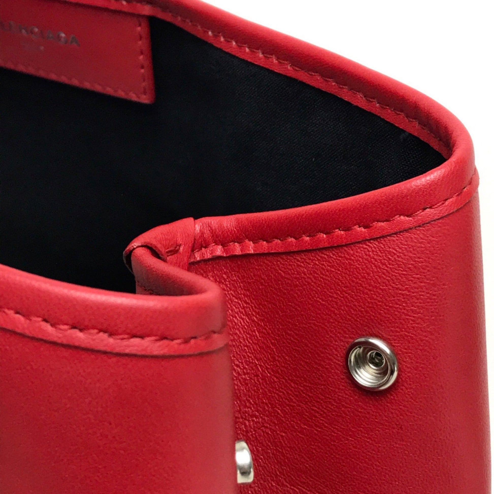 Balenciaga Navy Cabas, Red, Leather, tote