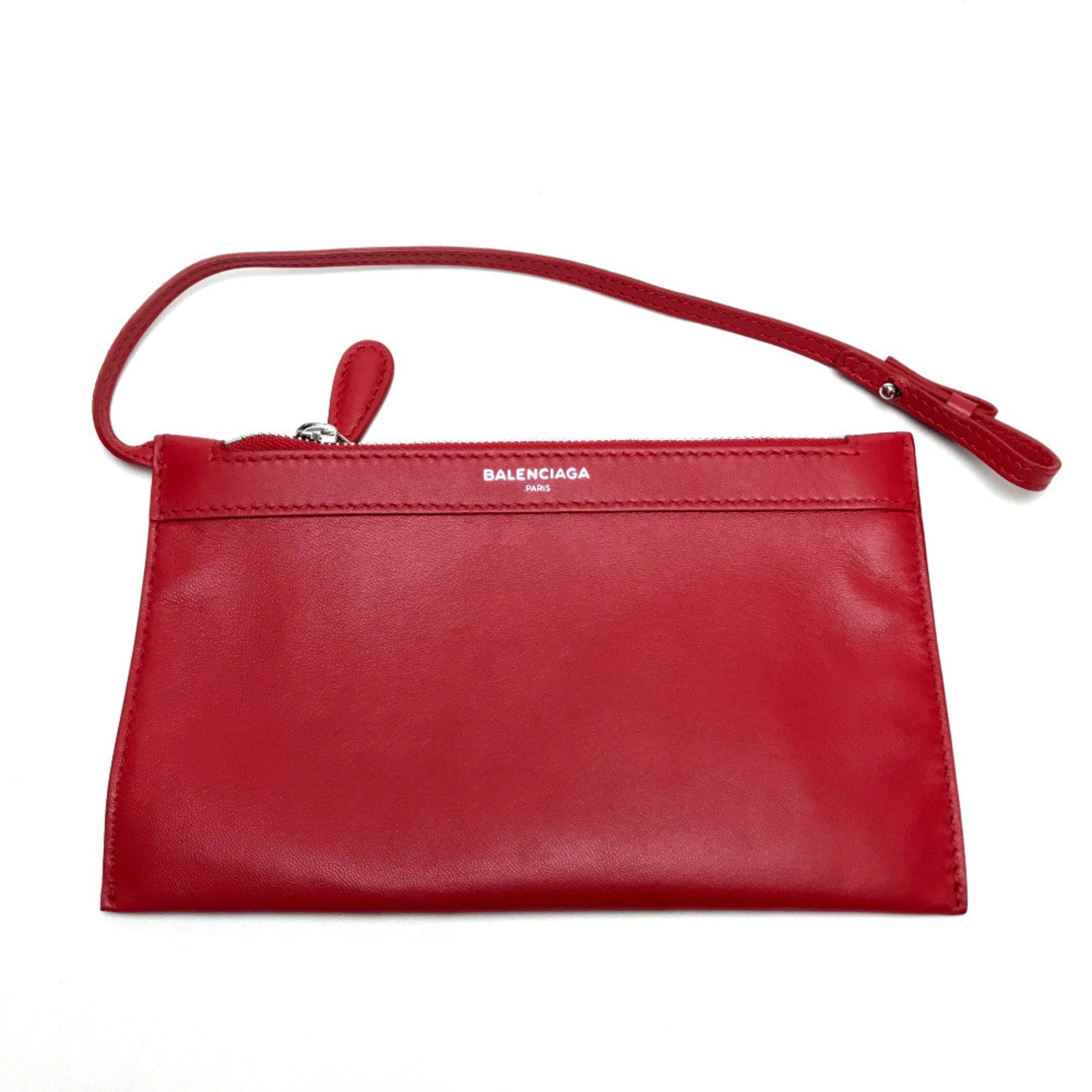 Balenciaga Navy Cabas, Red, Leather, tote