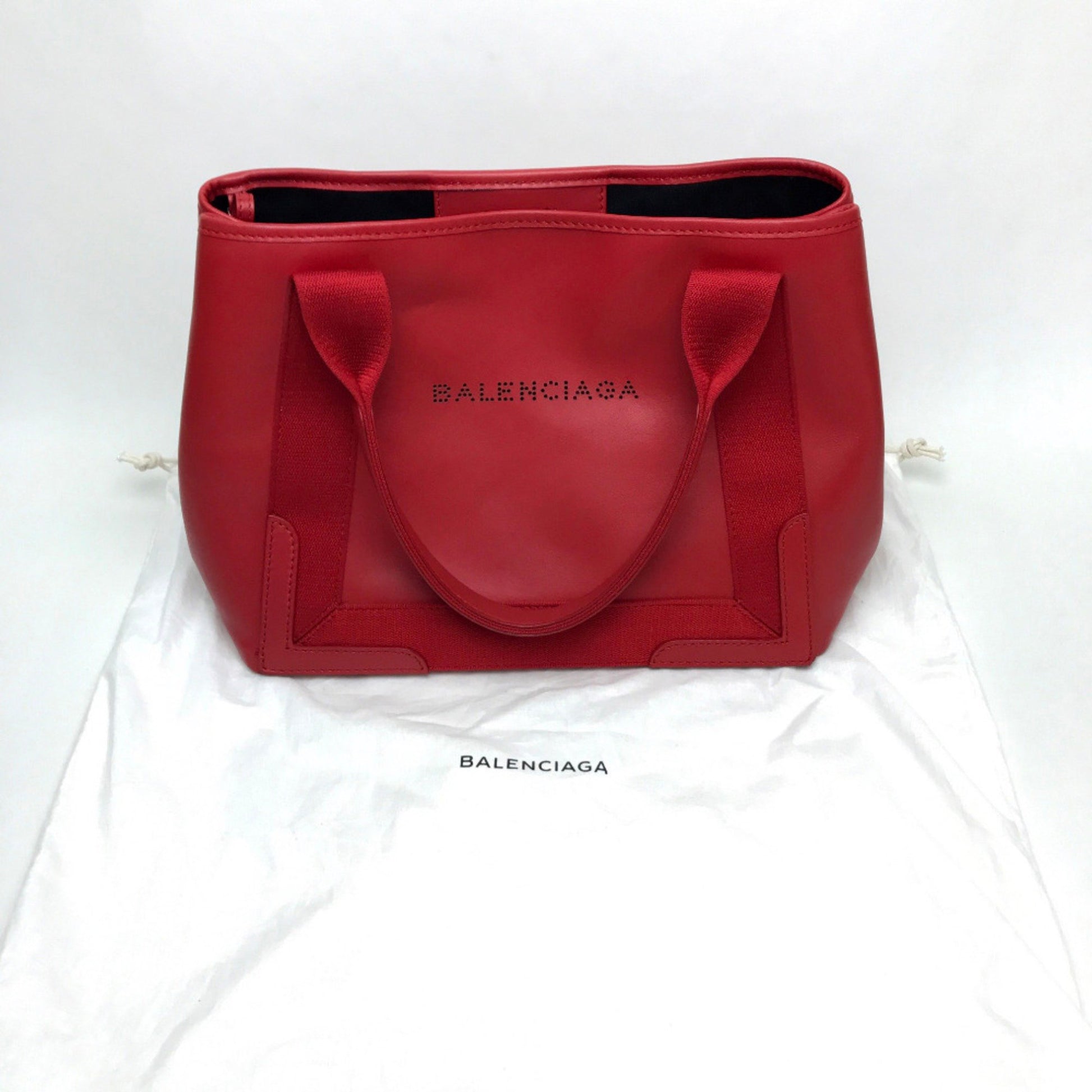 Balenciaga Navy Cabas, Red, Leather, tote