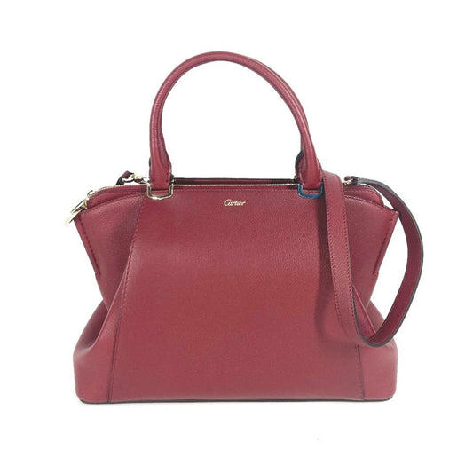 Cartier C de cartier, Burgundy, Leather, handbag