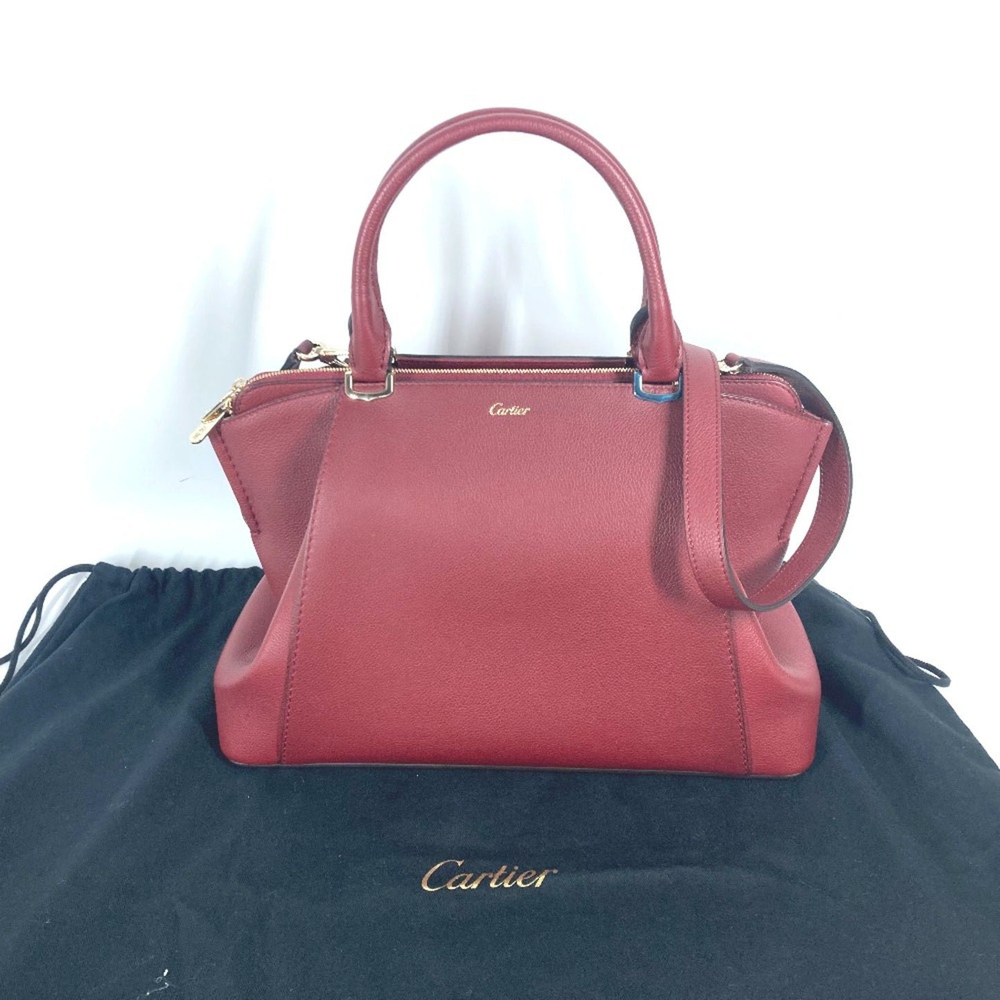 Cartier C de cartier, Burgundy, Leather, handbag