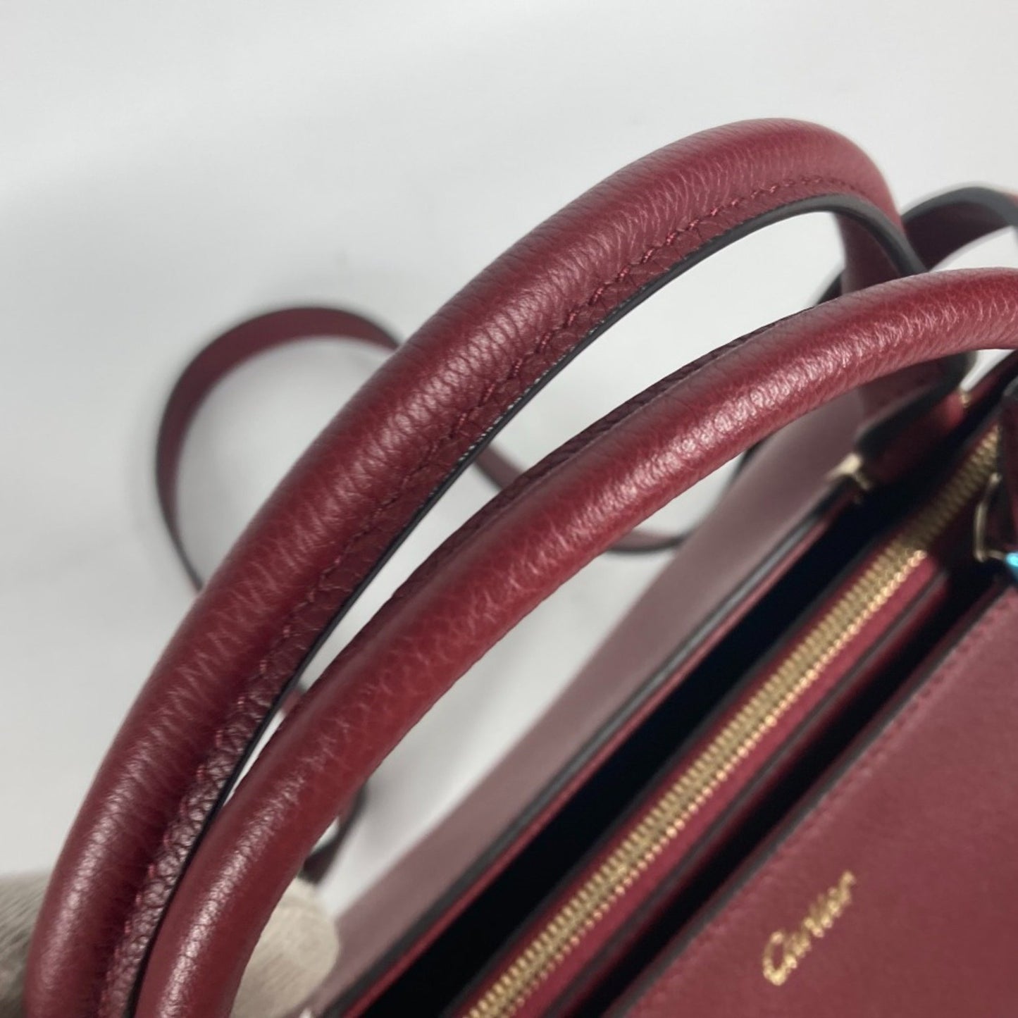 Cartier C de cartier, Burgundy, Leather, handbag