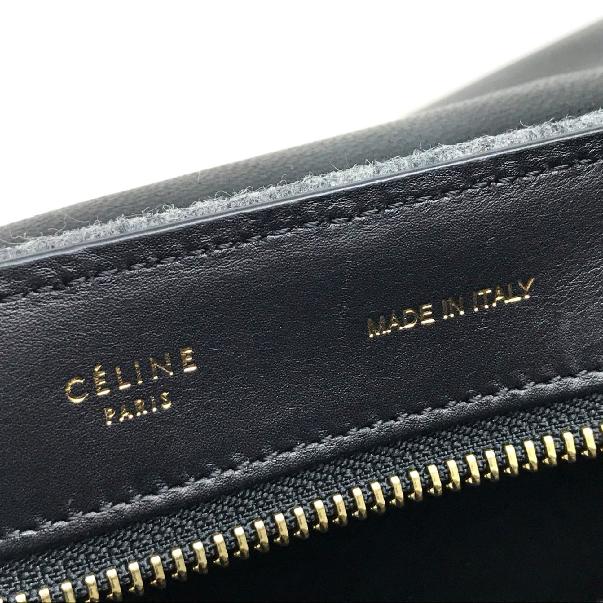 Céline Trapèze, Grey, Leather, shoulder