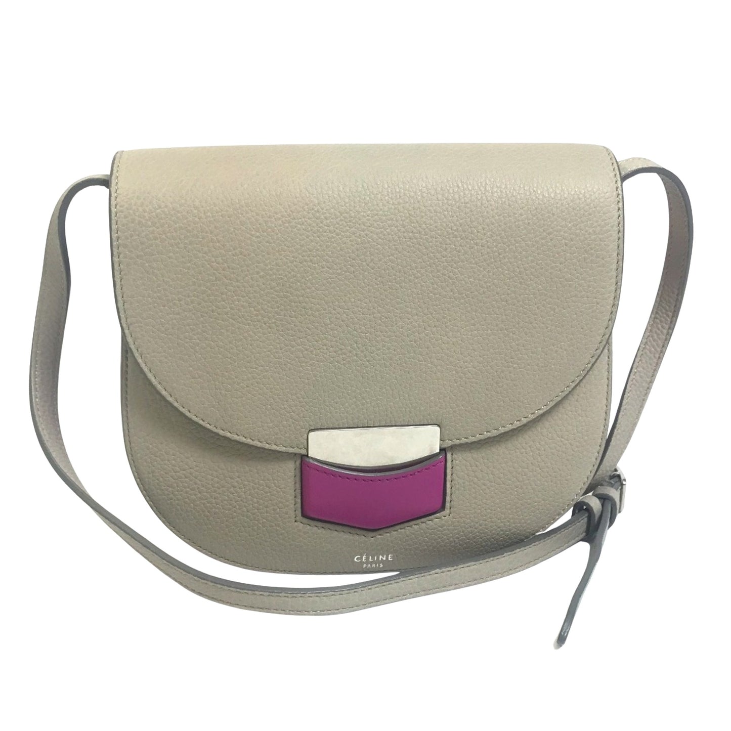 Céline Trotteur, Grey, Leather, shoulder