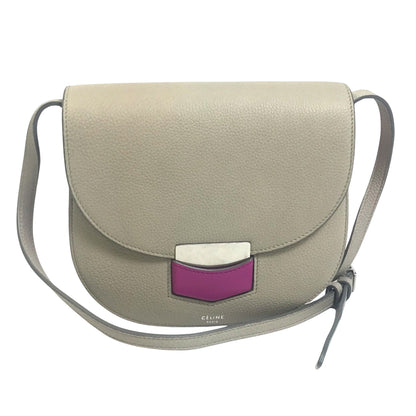Céline Trotteur, Grey, Leather, shoulder