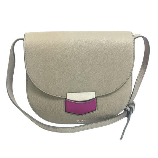 Céline Trotteur, Grey, Leather, shoulder