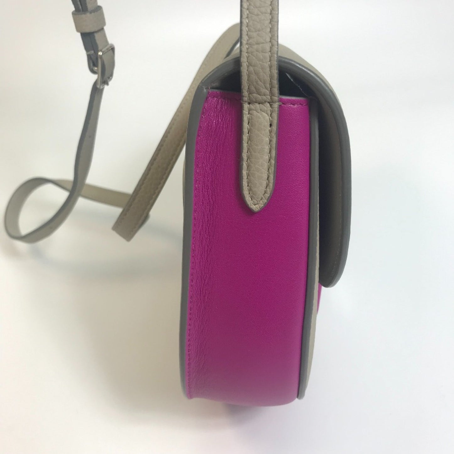 Céline Trotteur, Grey, Leather, shoulder