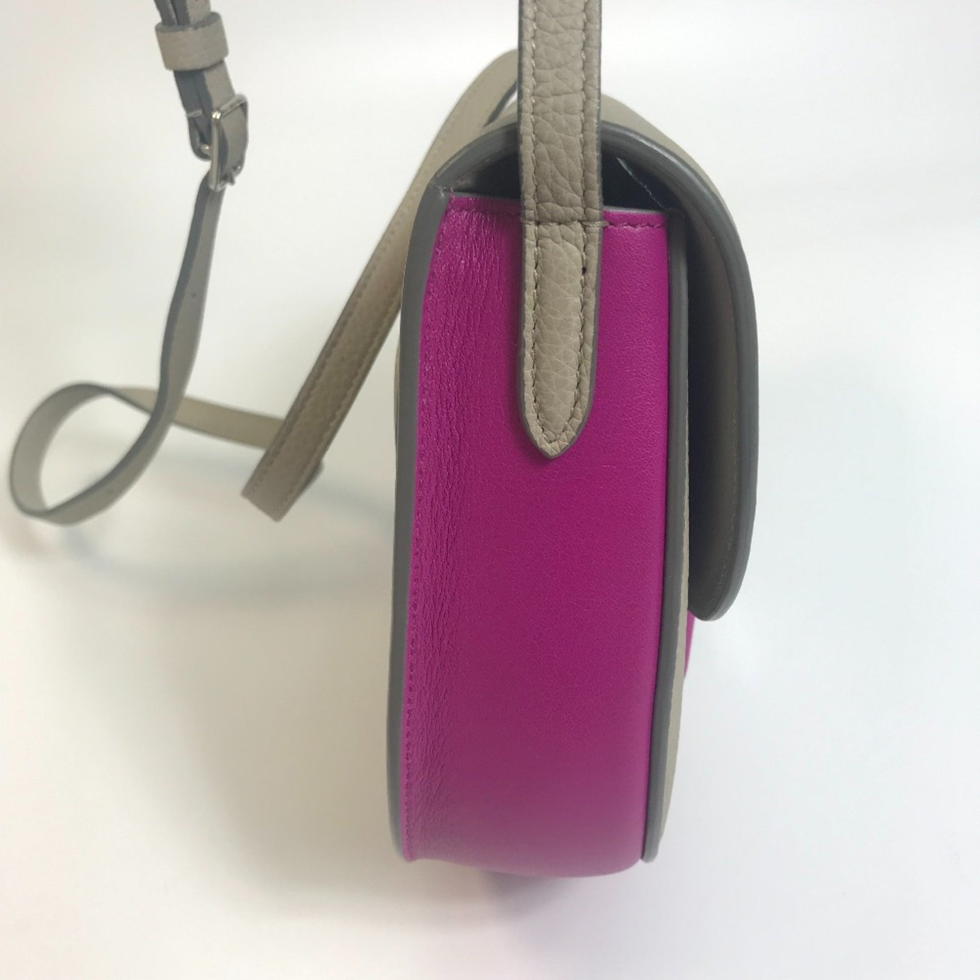Céline Trotteur, Grey, Leather, shoulder