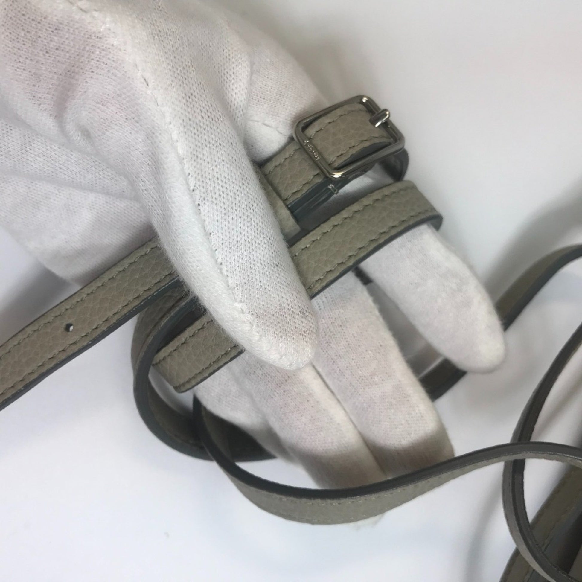 Céline Trotteur, Grey, Leather, shoulder