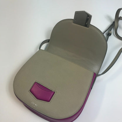 Céline Trotteur, Grey, Leather, shoulder