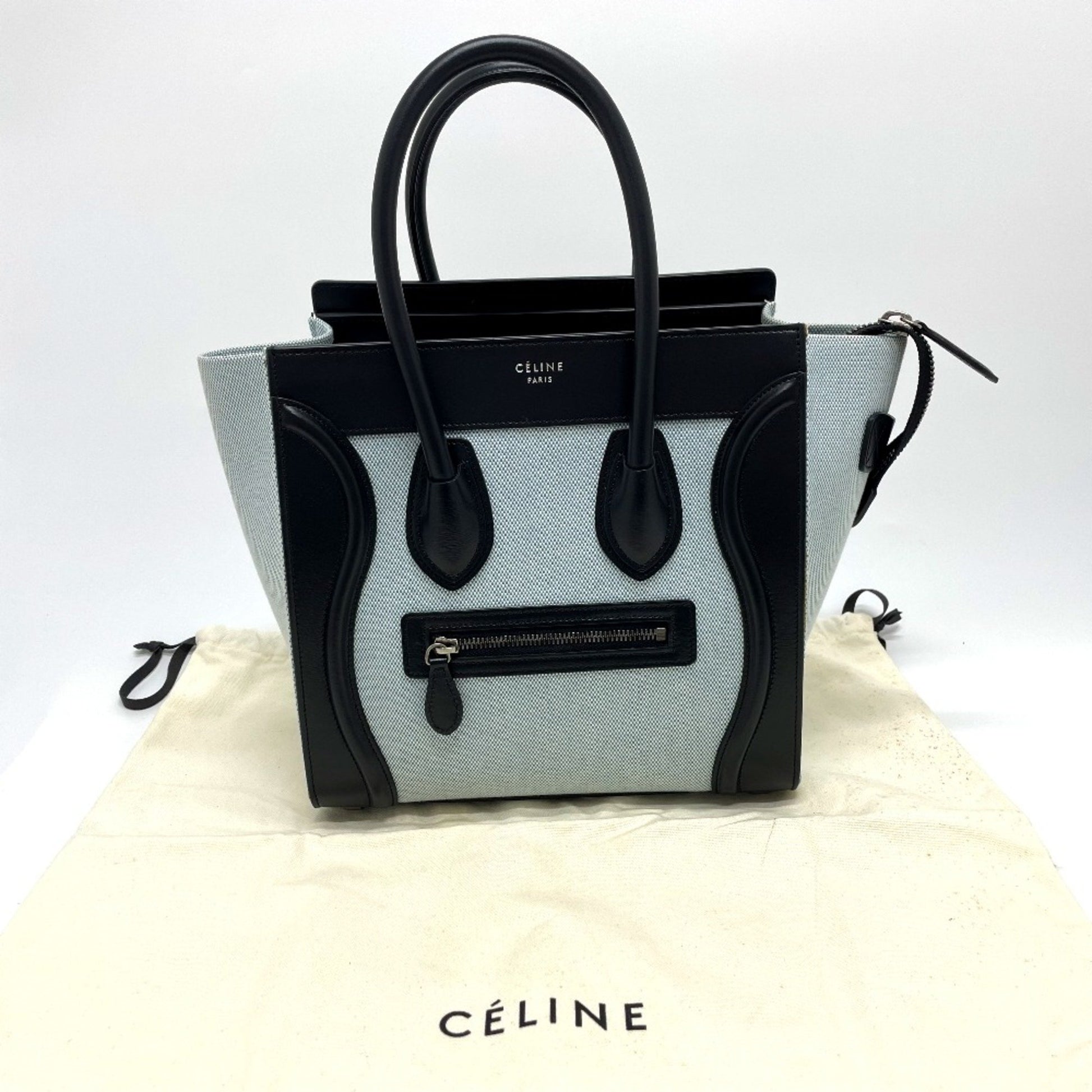 Céline Luggage, Blue, Leather, tote