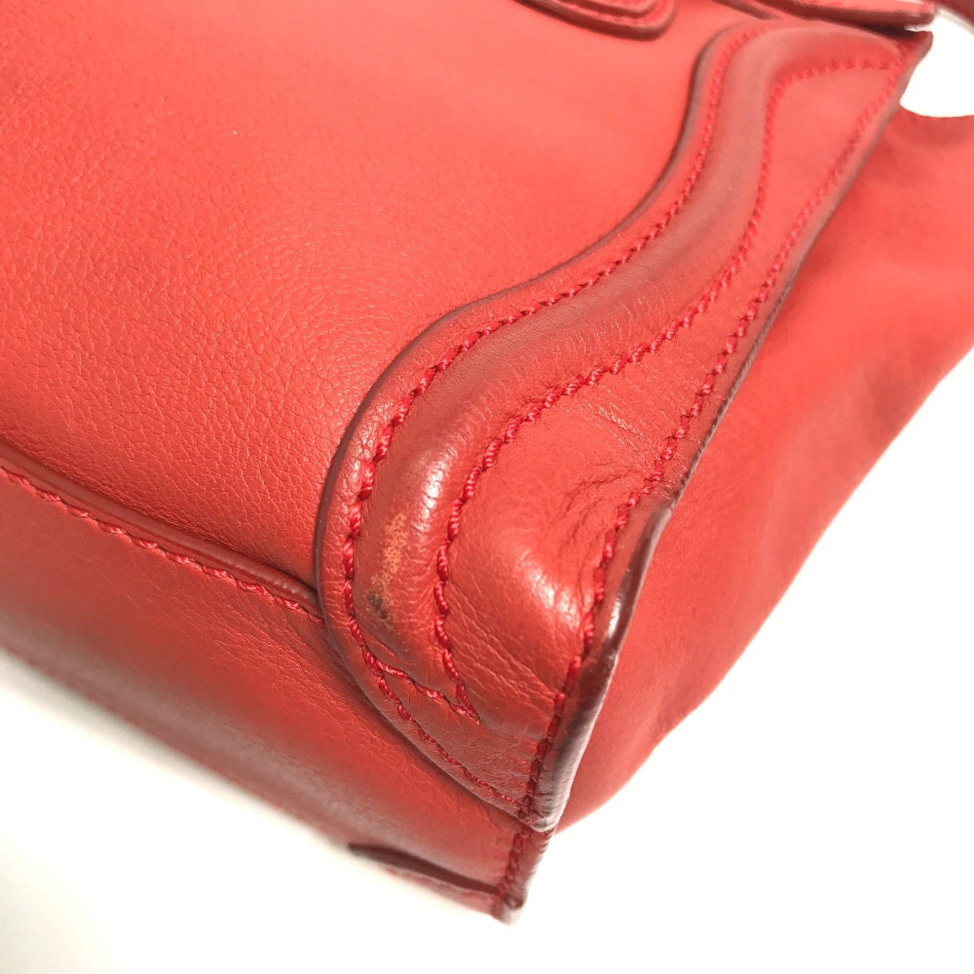 Céline Nano Luggage, Red, Leather, handbag