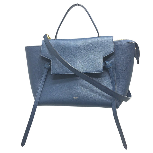 Céline Belt, Navy, Leather, handbag
