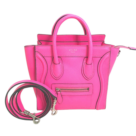 Céline Nano Luggage, Pink, Leather, handbag
