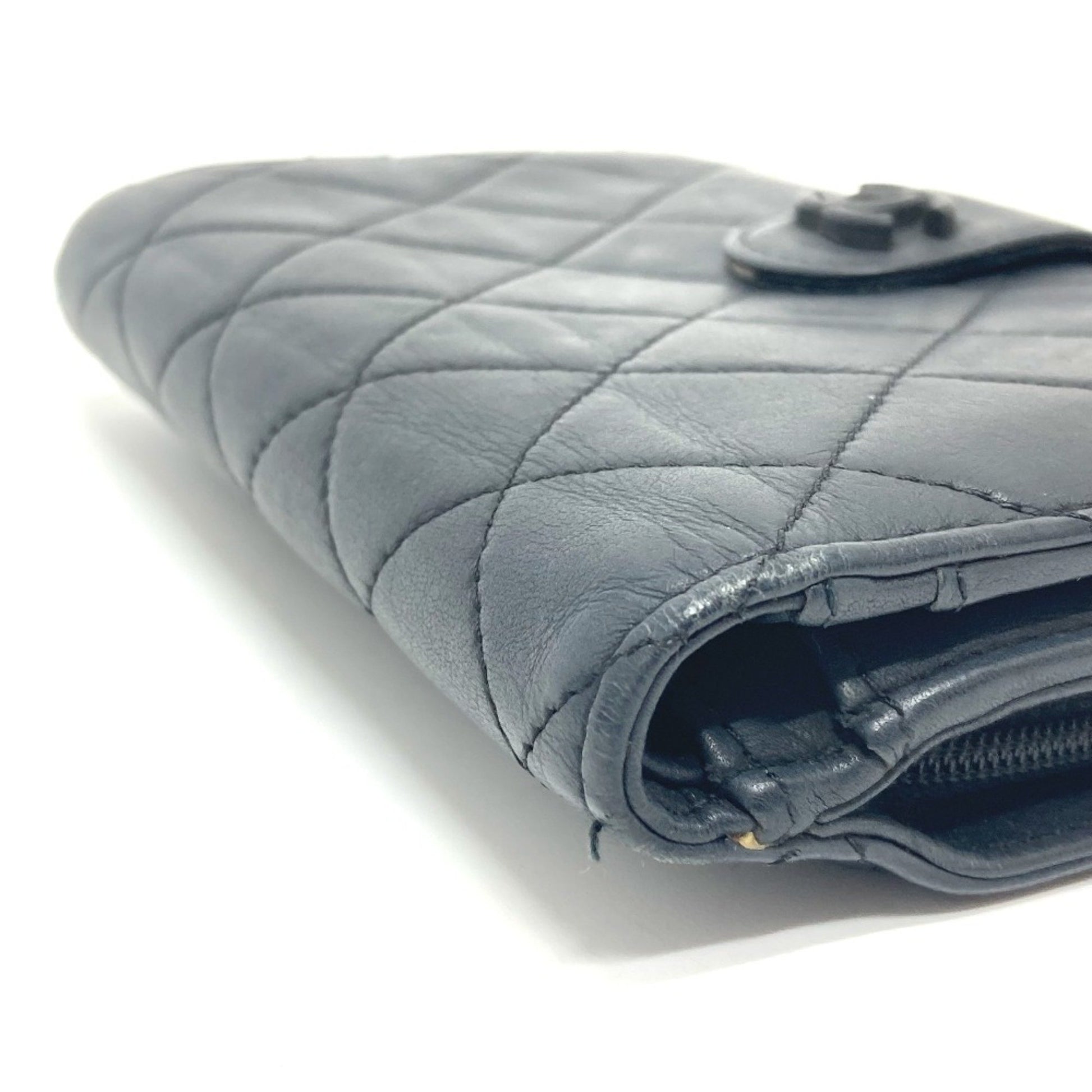 Chanel Matelassé, Black, Leather, wallet