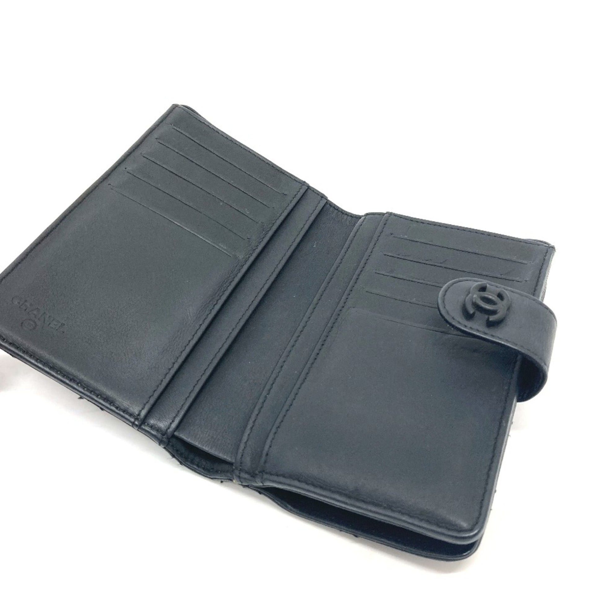 Chanel Matelassé, Black, Leather, wallet