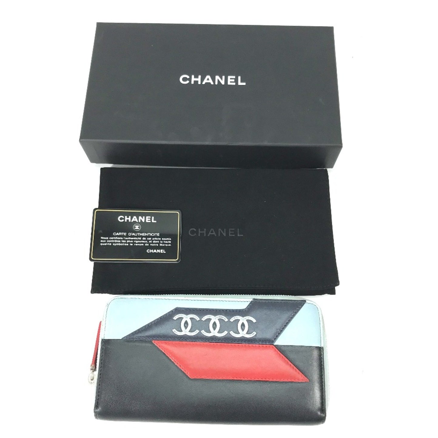 Chanel Triple coco, Black, Leather, wallet