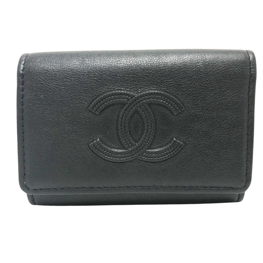 Chanel Logo CC, Black, Leather, wallet