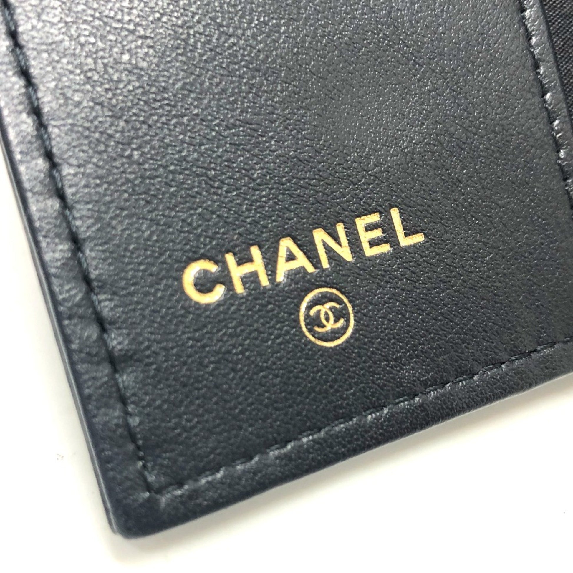 Chanel Logo CC, Black, Leather, wallet