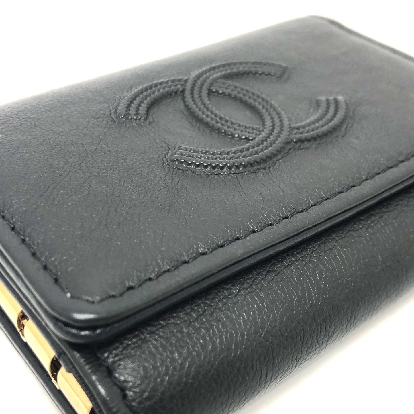 Chanel Logo CC, Black, Leather, wallet