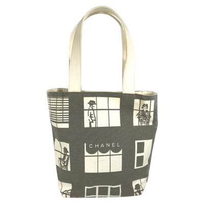 Chanel Window, Grey, Canvas, shoulder