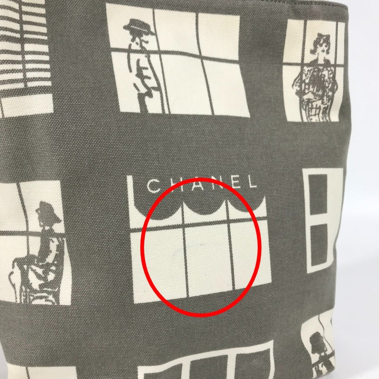 Chanel Window, Grey, Canvas, shoulder