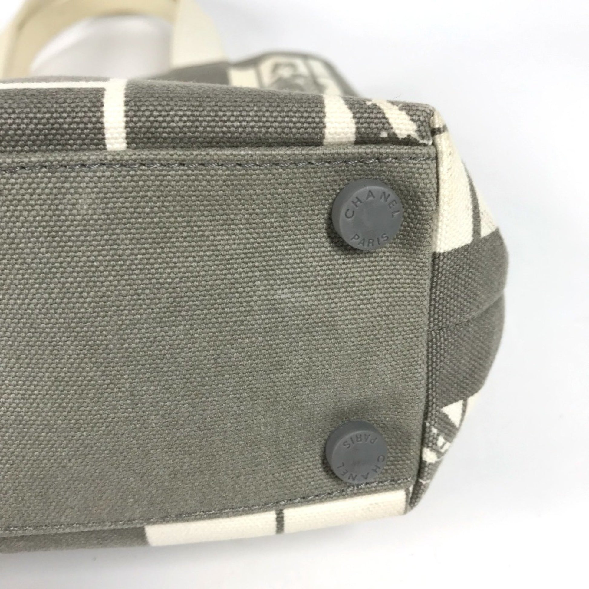 Chanel Window, Grey, Canvas, shoulder