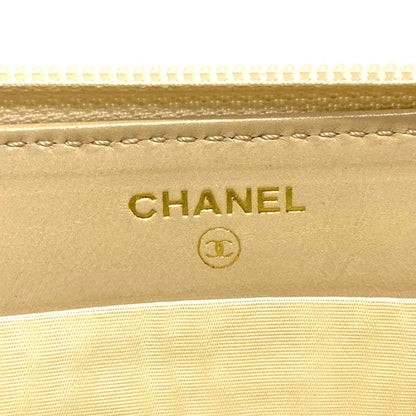 Chanel Logo CC, Beige, Leather, wallet