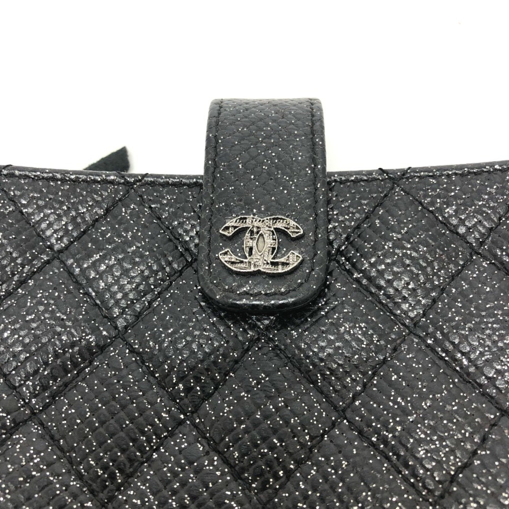 Chanel Matelassé, Black, Leather, wallet