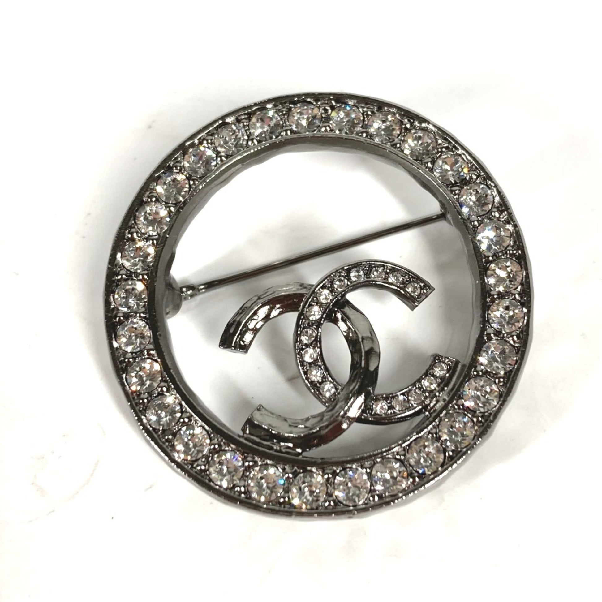 Chanel Logo CC, Silver, Metal, brooch