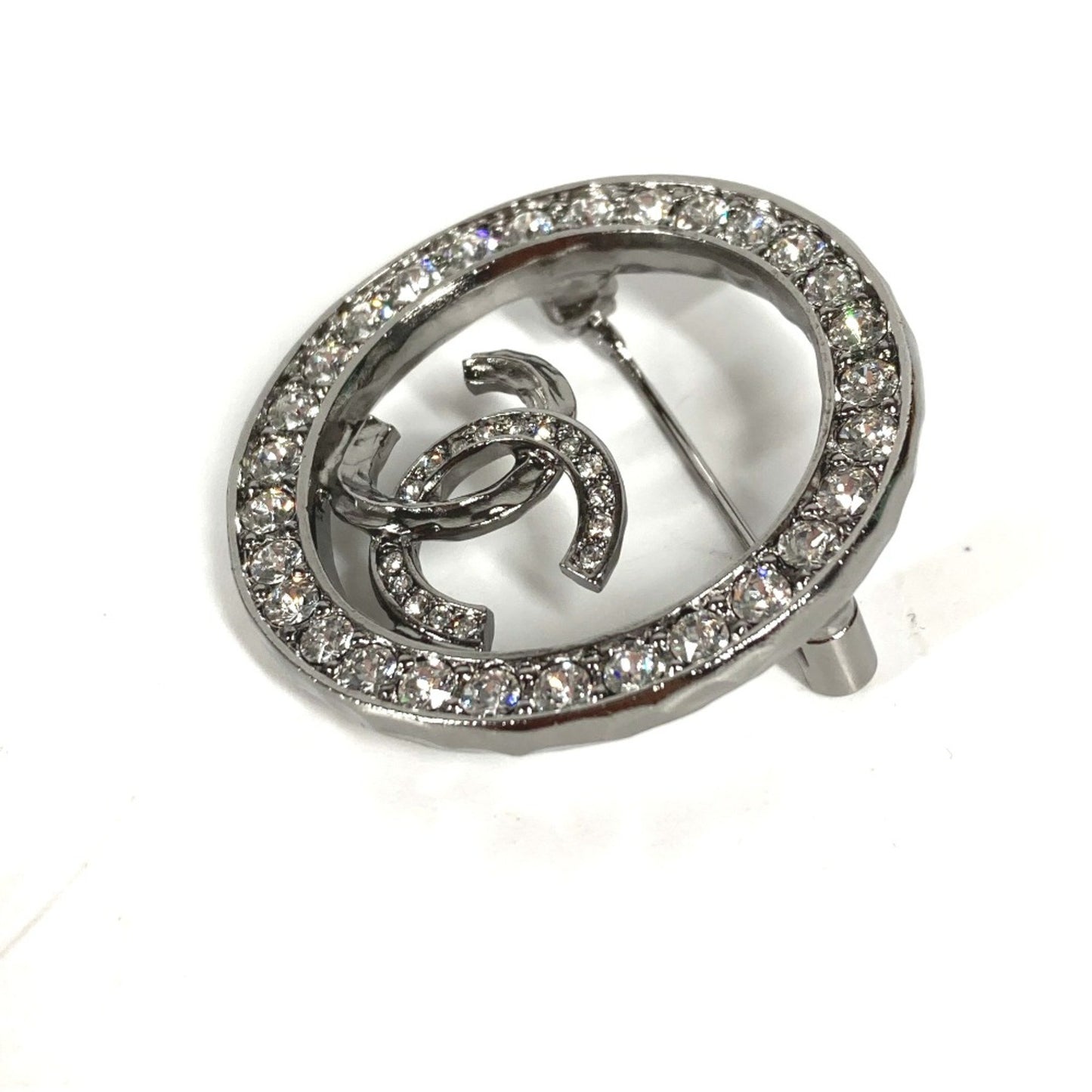 Chanel Logo CC, Silver, Metal, brooch