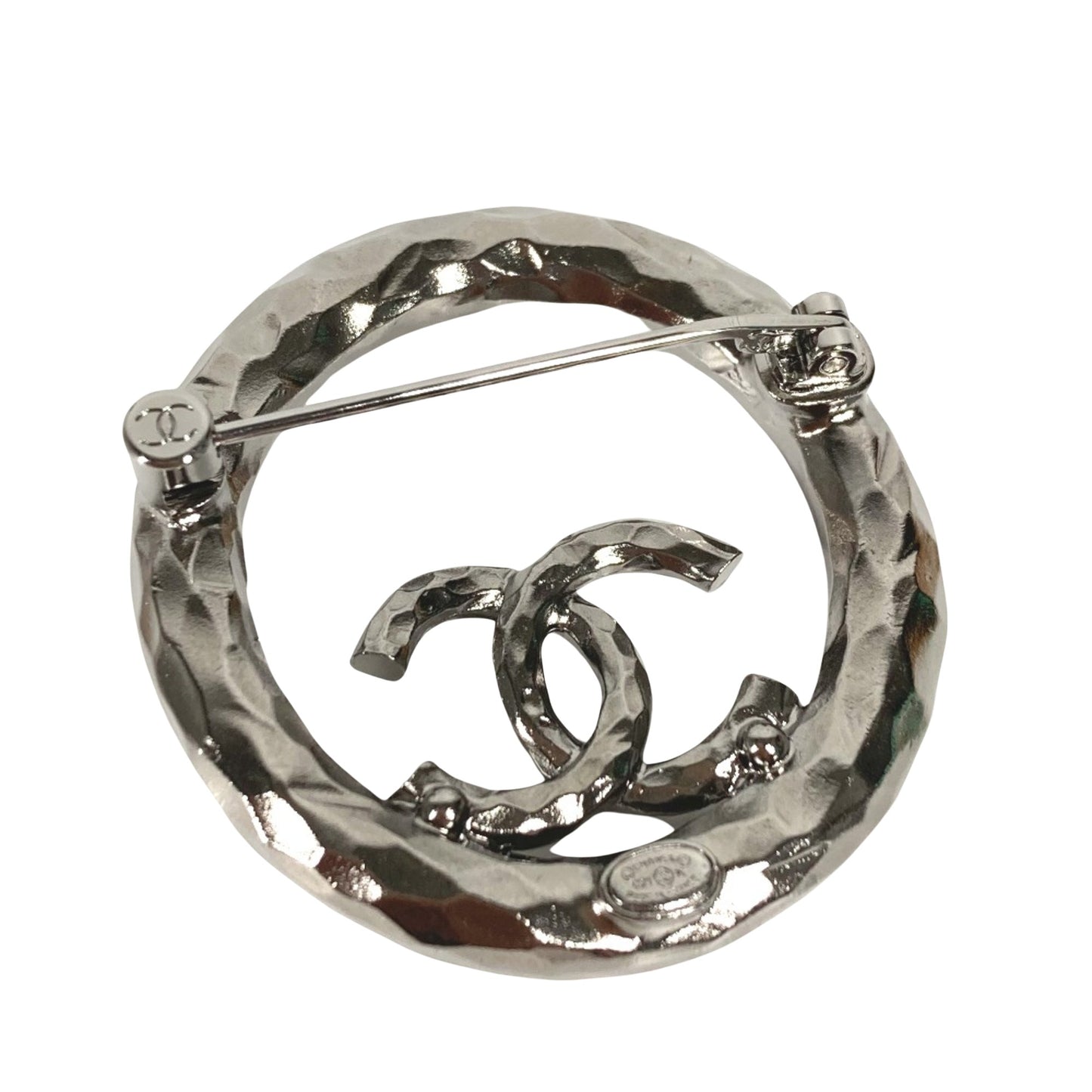 Chanel Logo CC, Silver, Metal, brooch