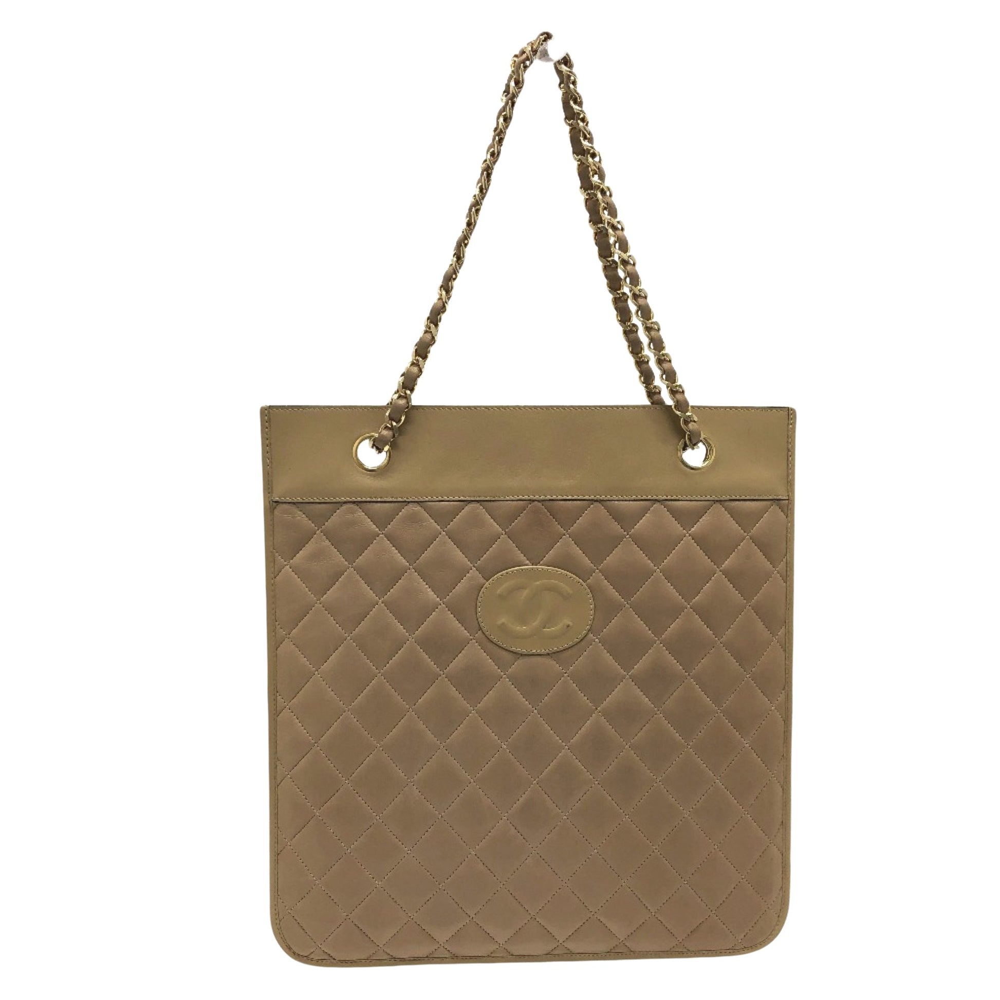 Chanel Matelassé, Beige, Leather, shoulder