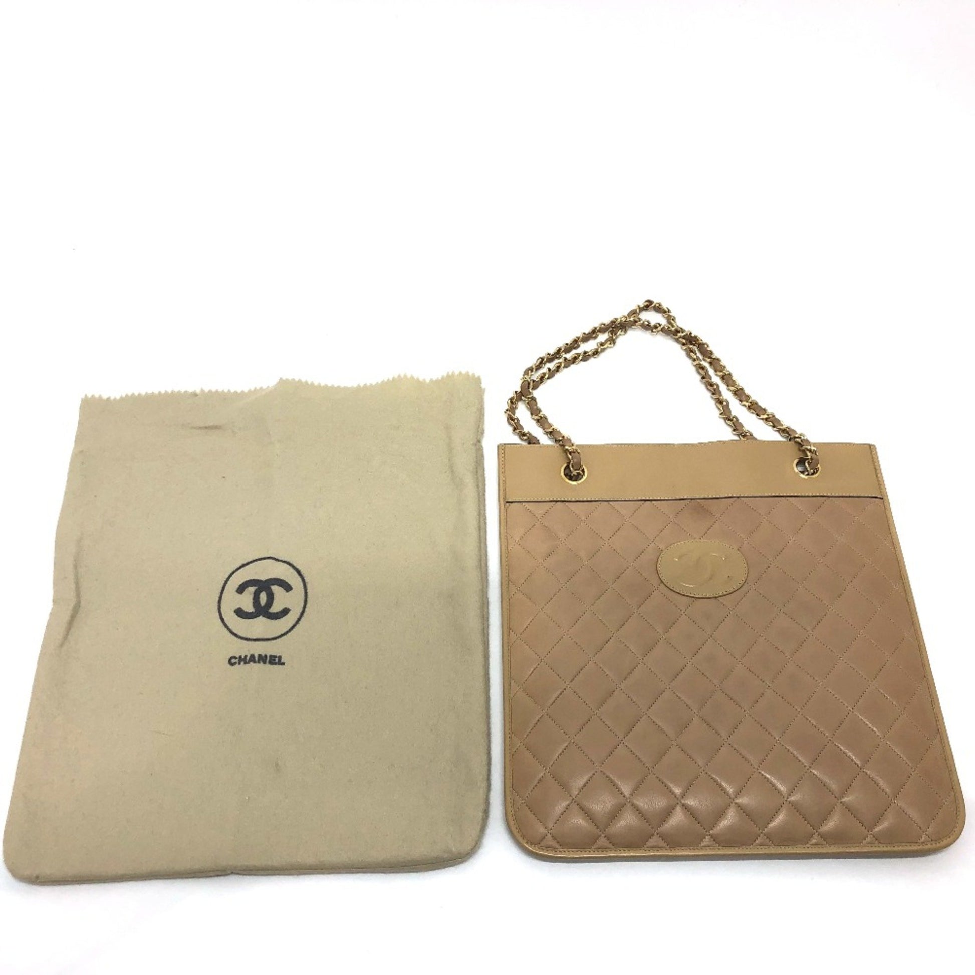 Chanel Matelassé, Beige, Leather, shoulder