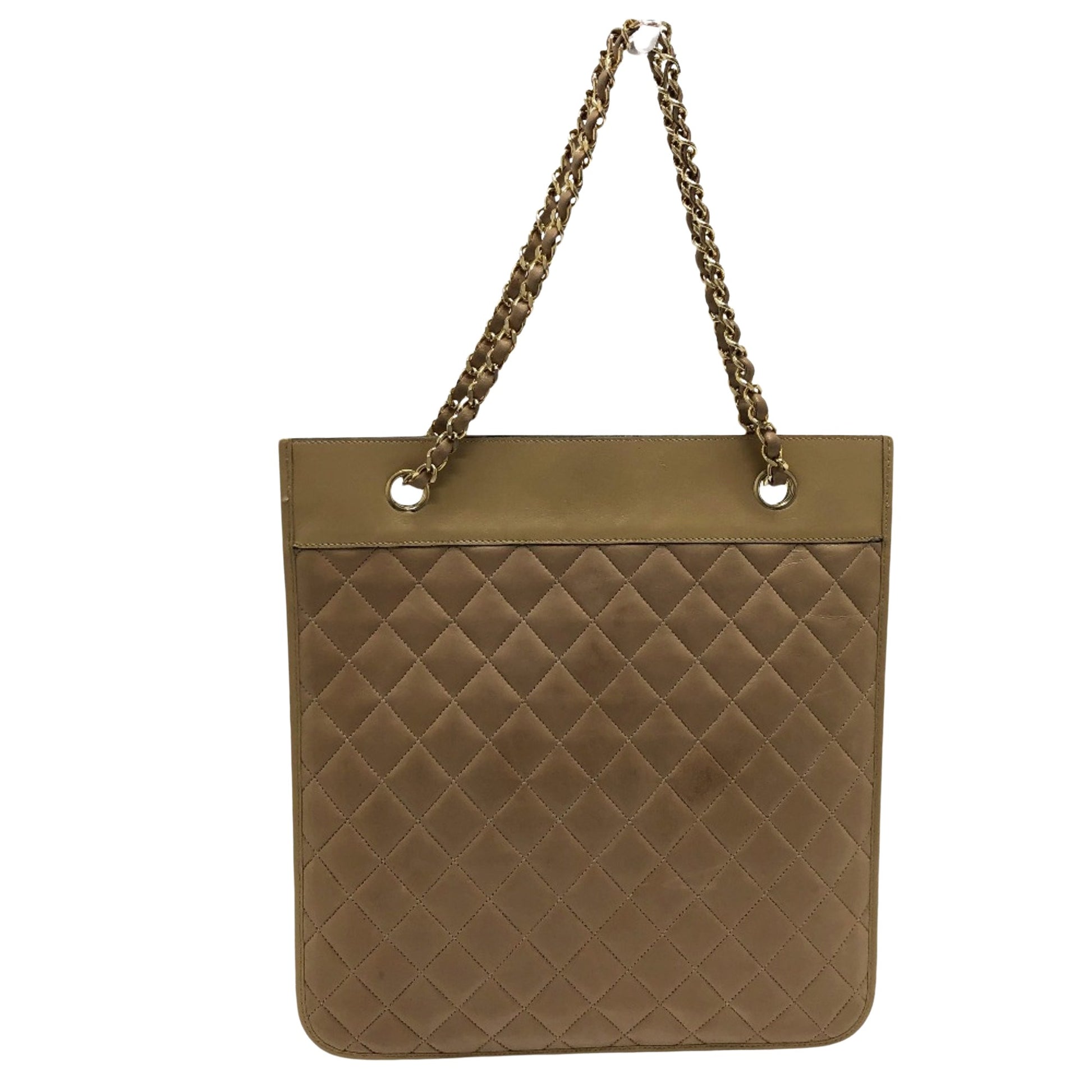 Chanel Matelassé, Beige, Leather, shoulder