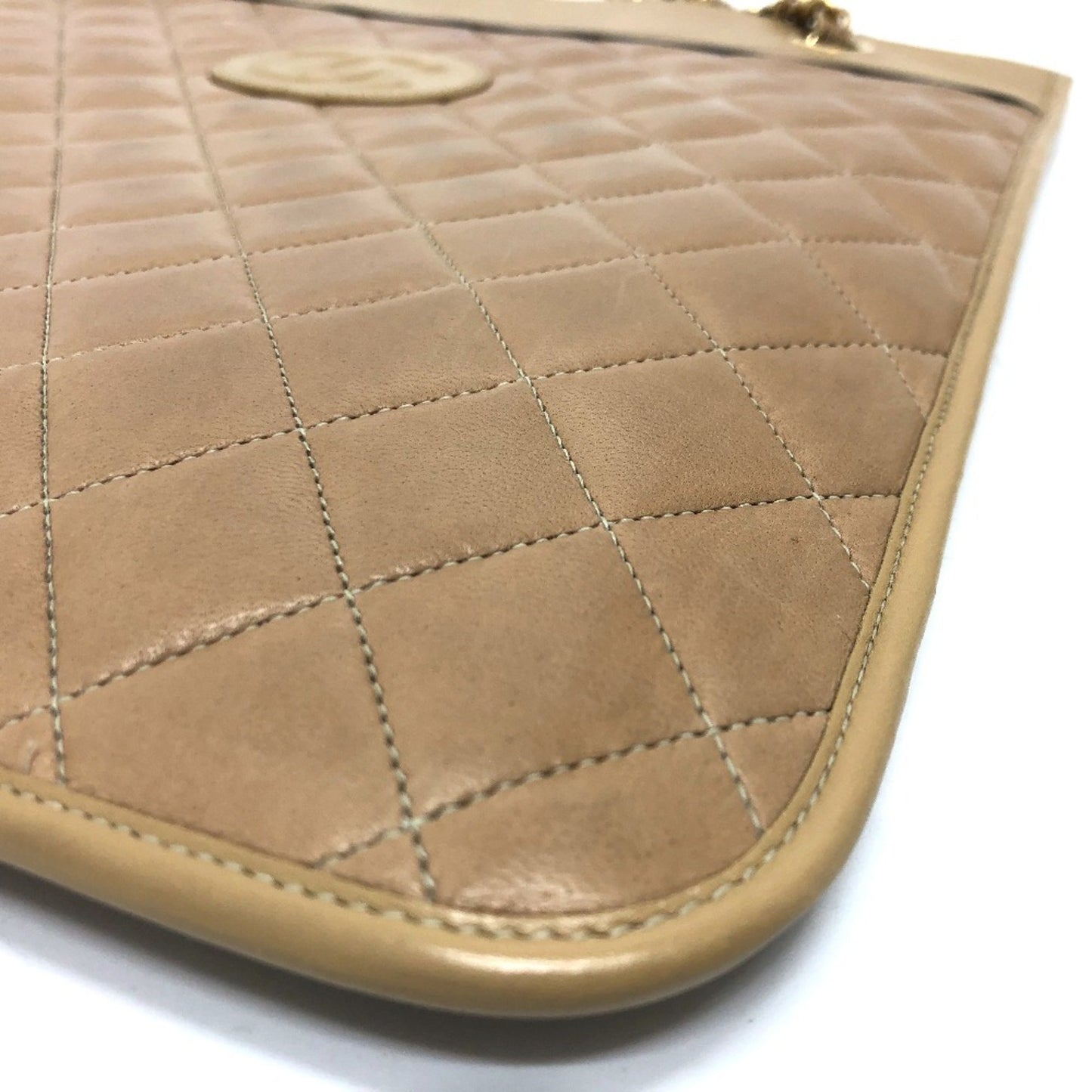 Chanel Matelassé, Beige, Leather, shoulder