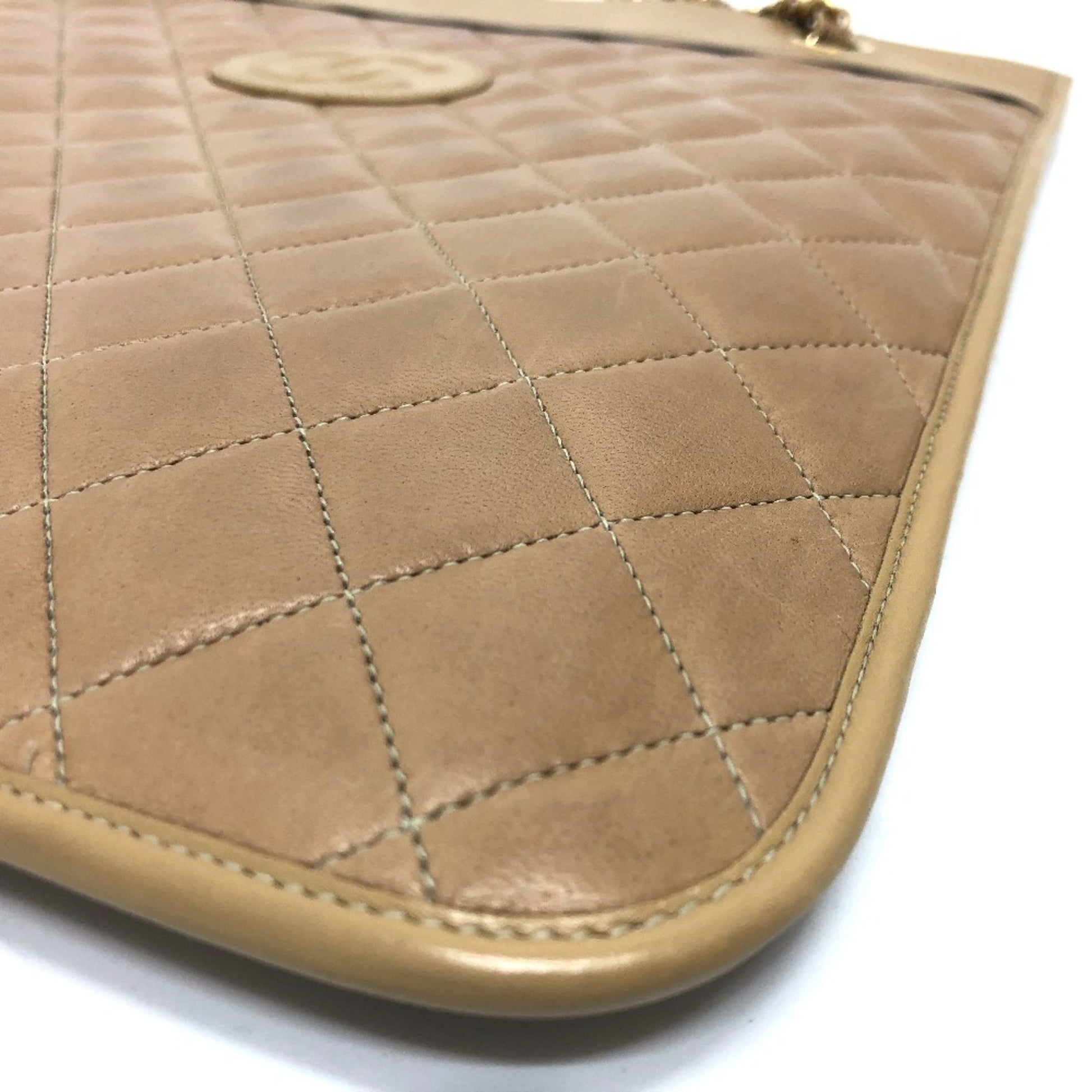 Chanel Matelassé, Beige, Leather, shoulder