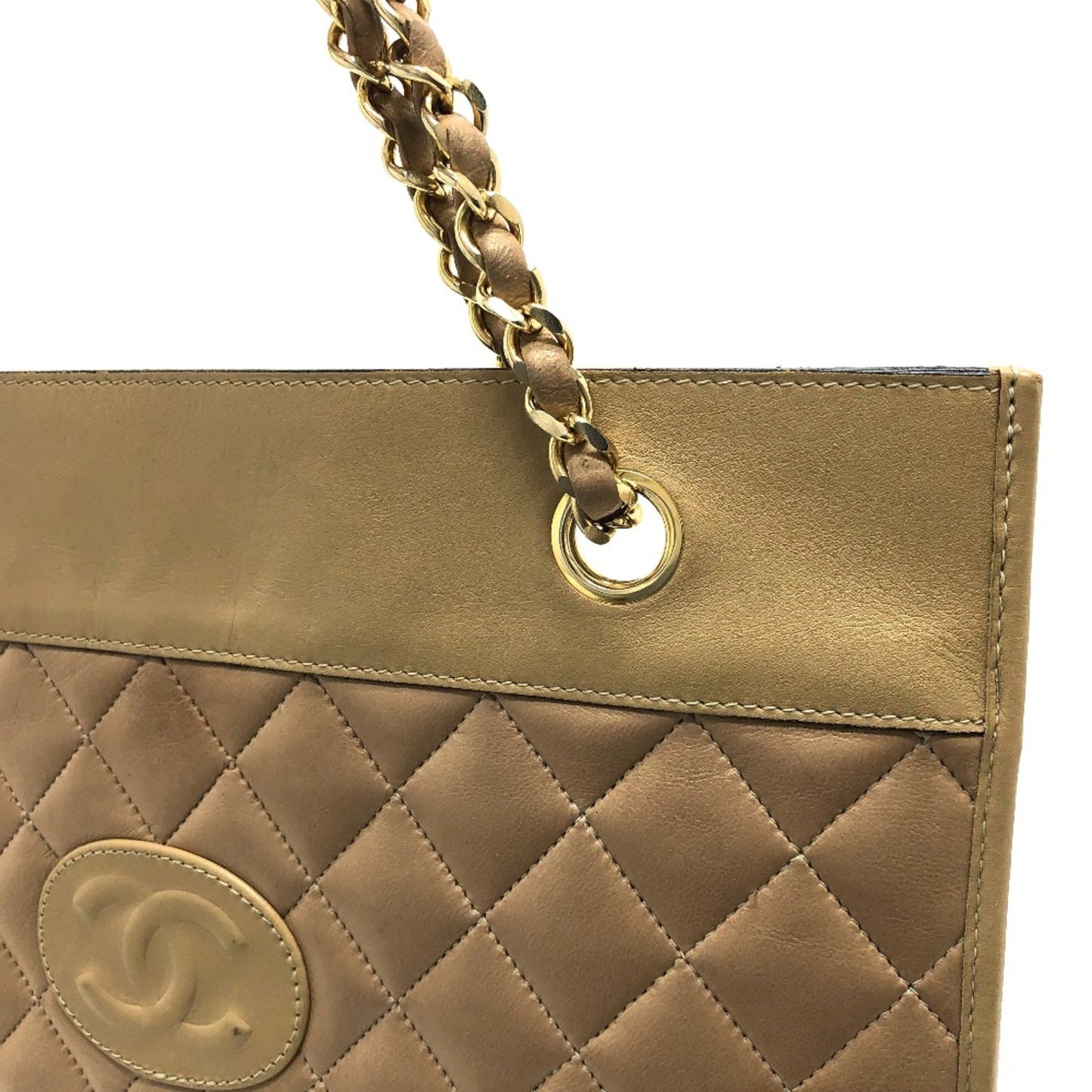 Chanel Matelassé, Beige, Leather, shoulder