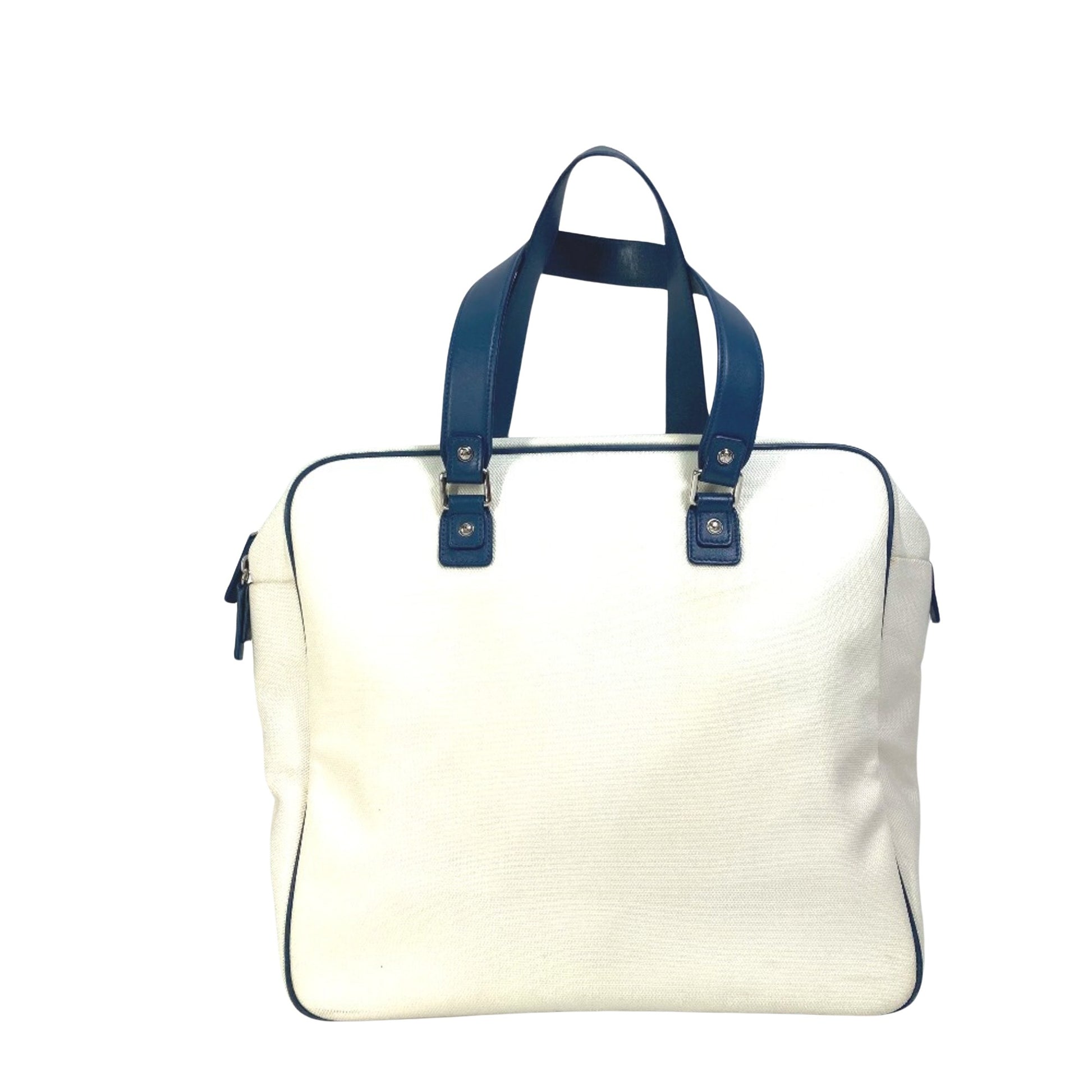 Chanel Coco Mark, White, Canvas, tote