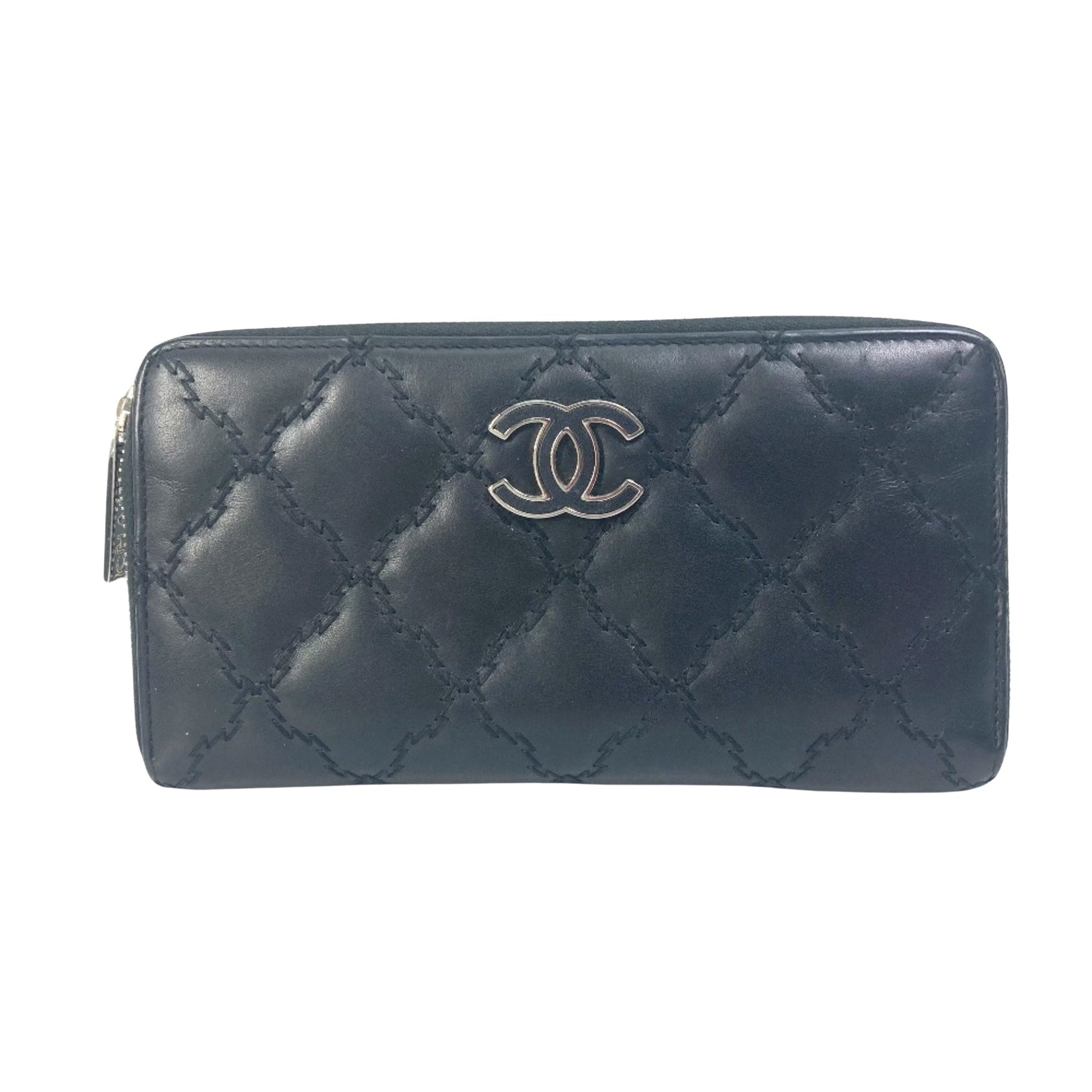 Chanel Zip around wallet, Black, Leather, wallet