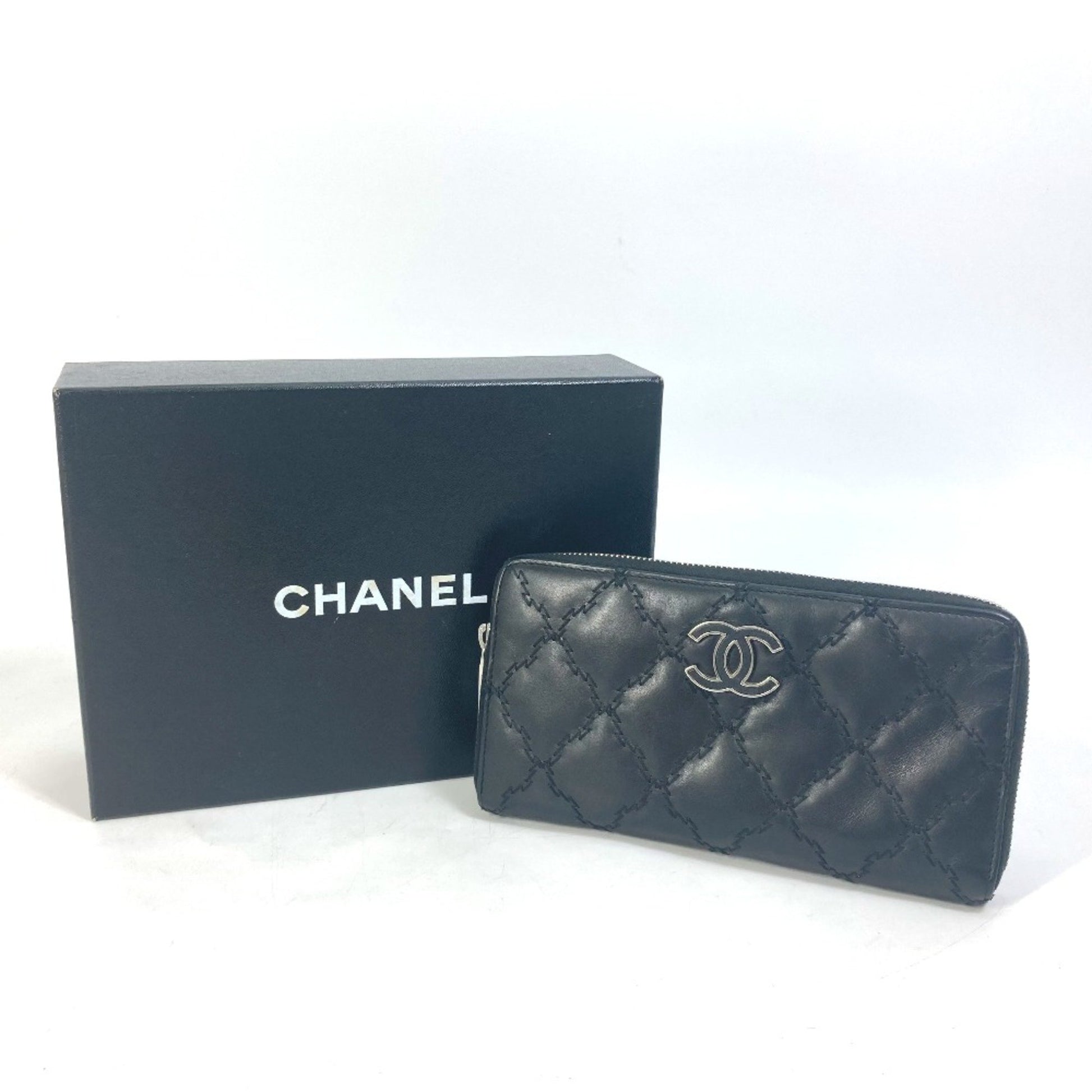 Chanel Zip around wallet, Black, Leather, wallet