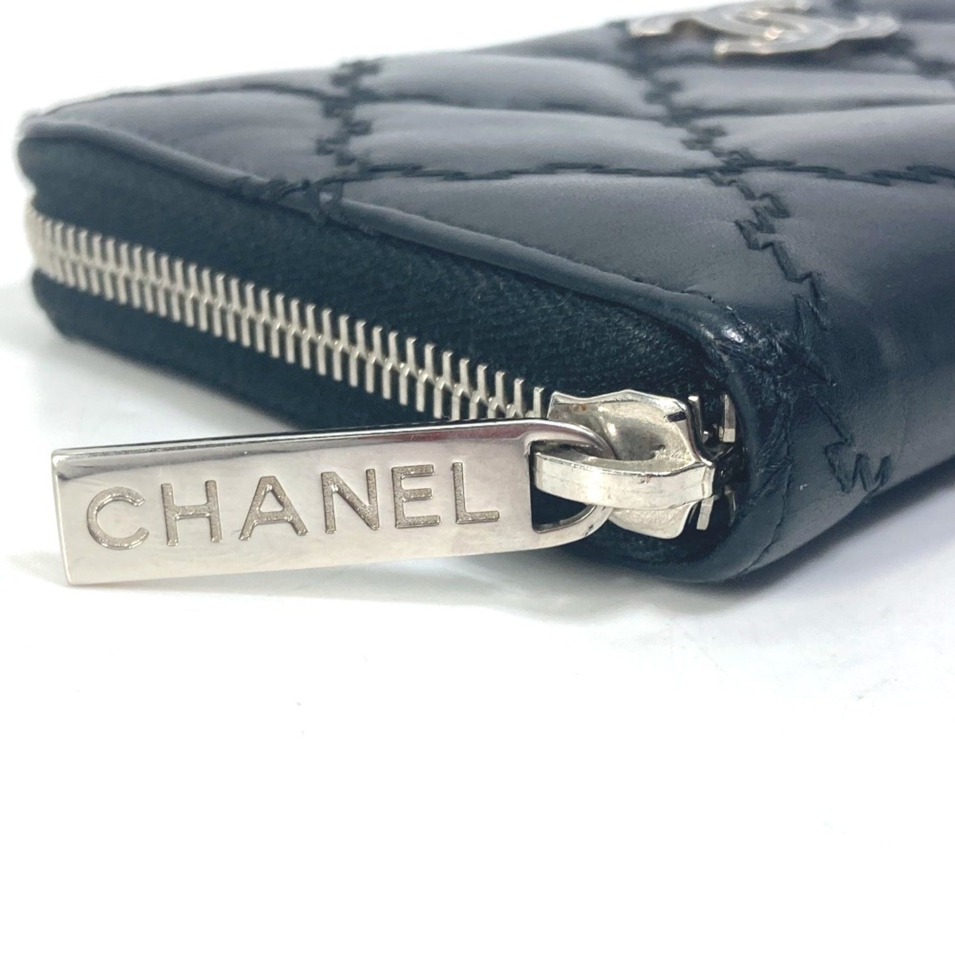 Chanel Zip around wallet, Black, Leather, wallet