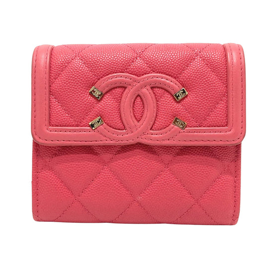 Chanel Logo CC, Pink, Leather, wallet