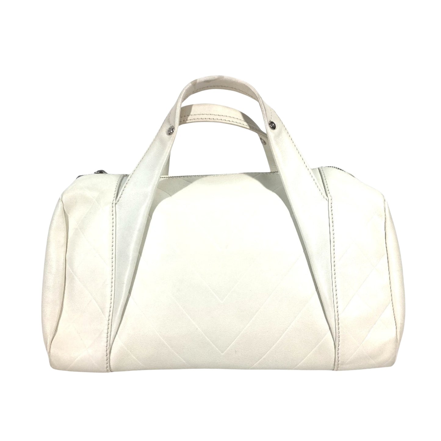 Chanel Boston, White, Leather, handbag
