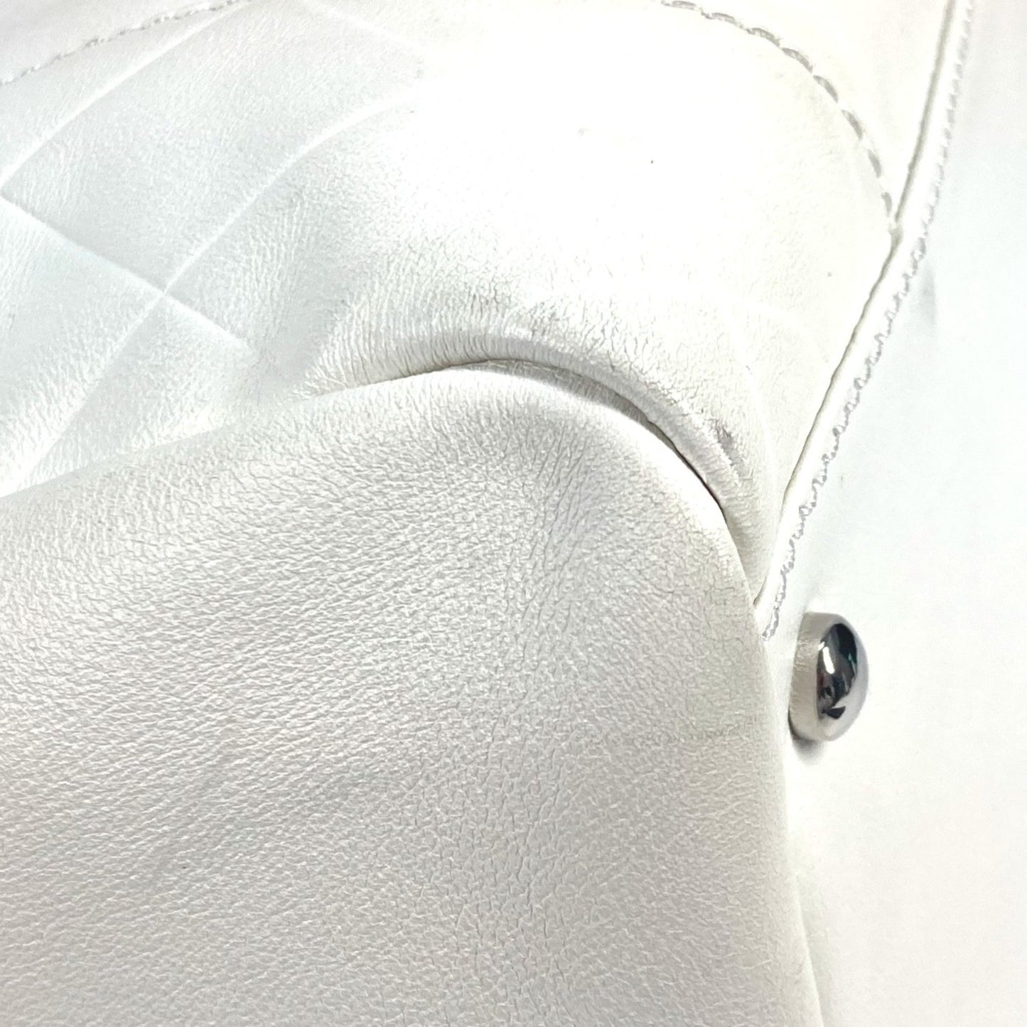 Chanel Boston, White, Leather, handbag