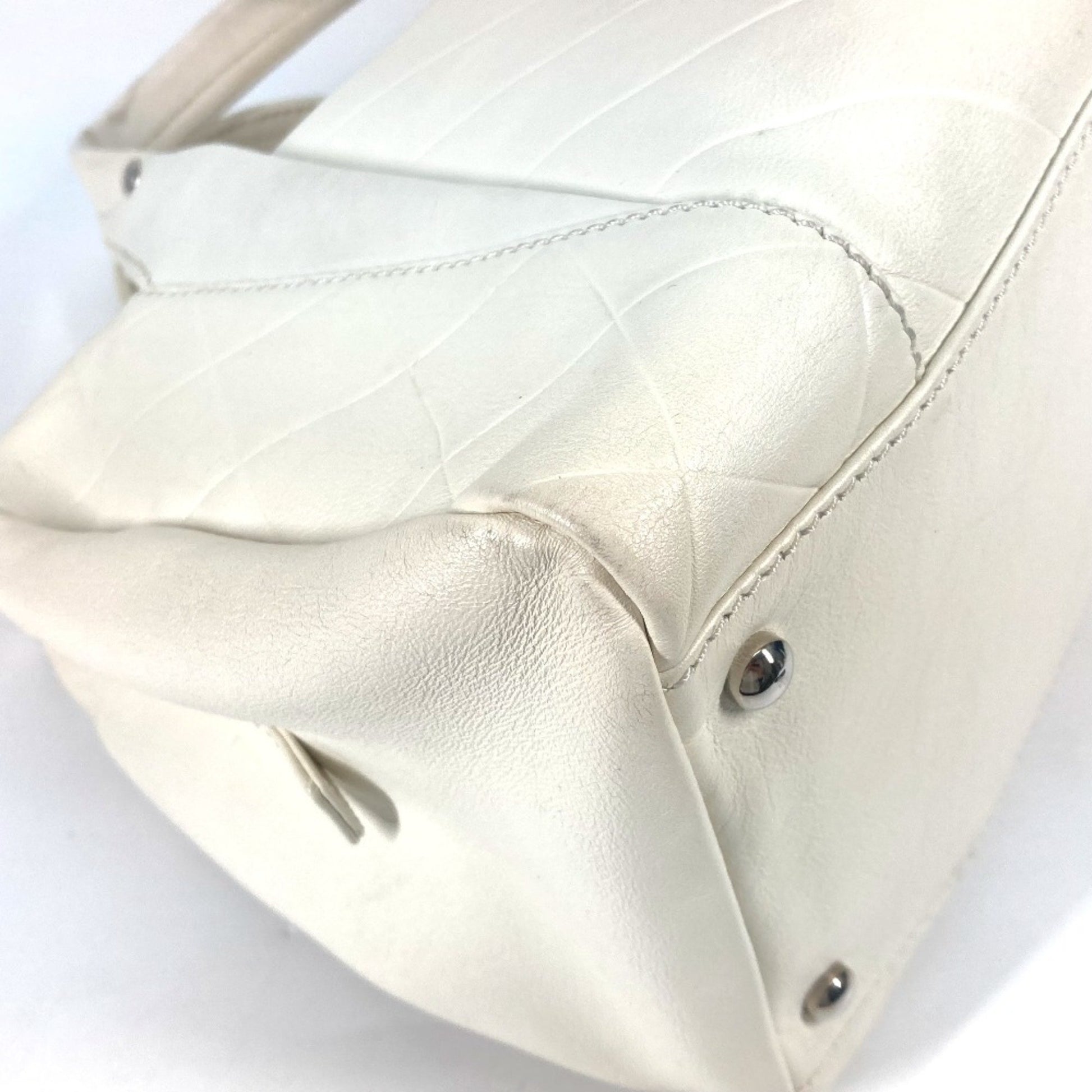 Chanel Boston, White, Leather, handbag