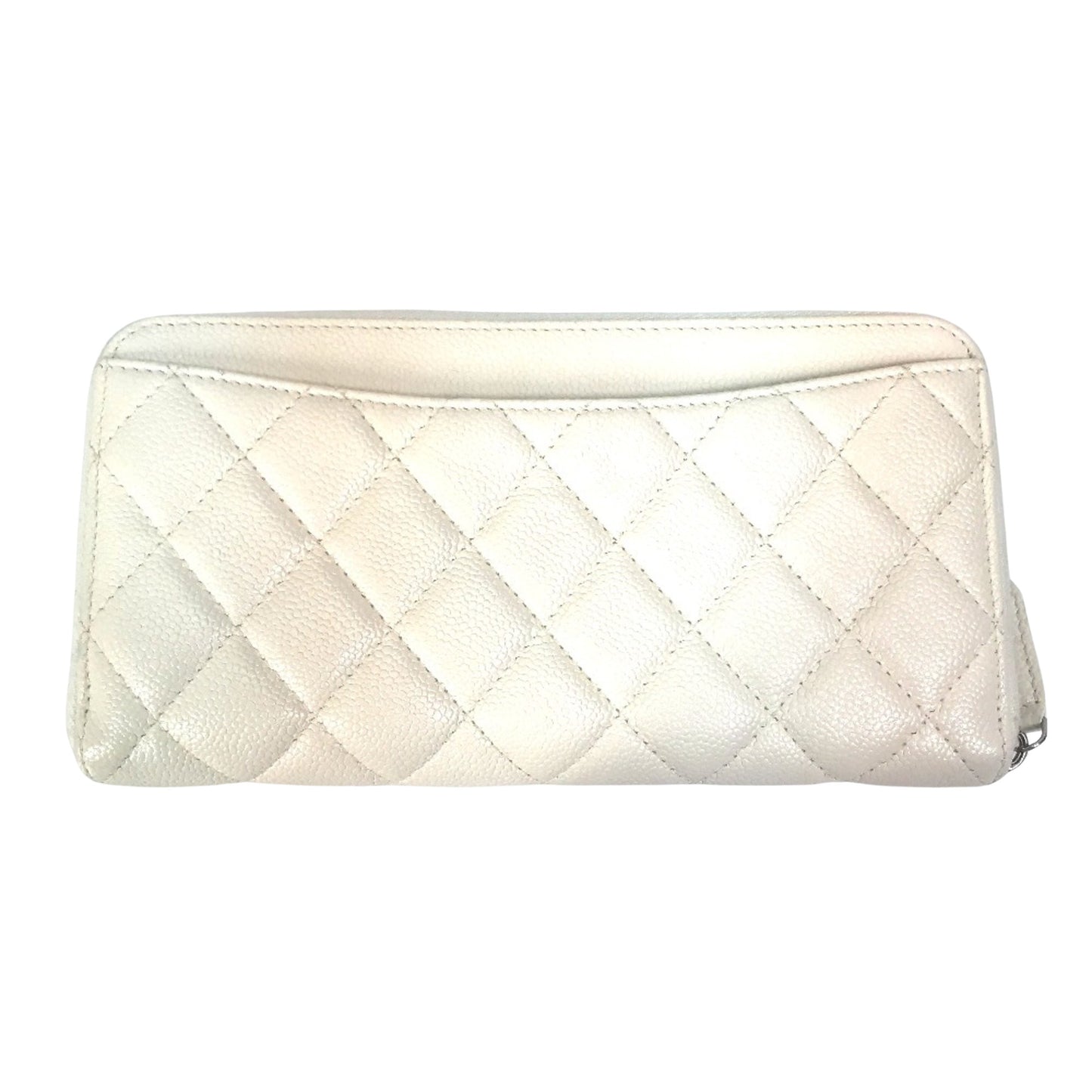 Chanel Matelassé, White, Leather, wallet