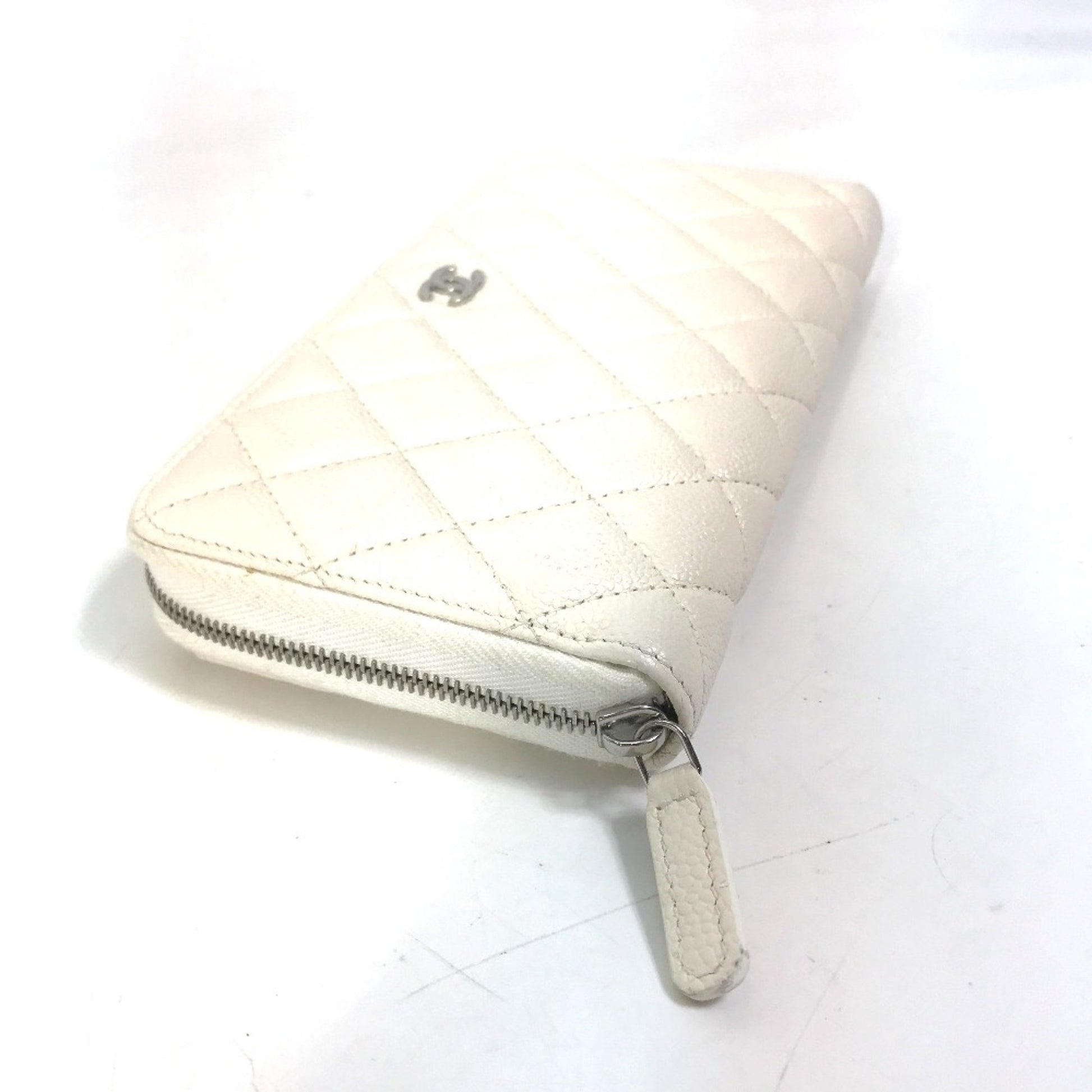 Chanel Matelassé, White, Leather, wallet