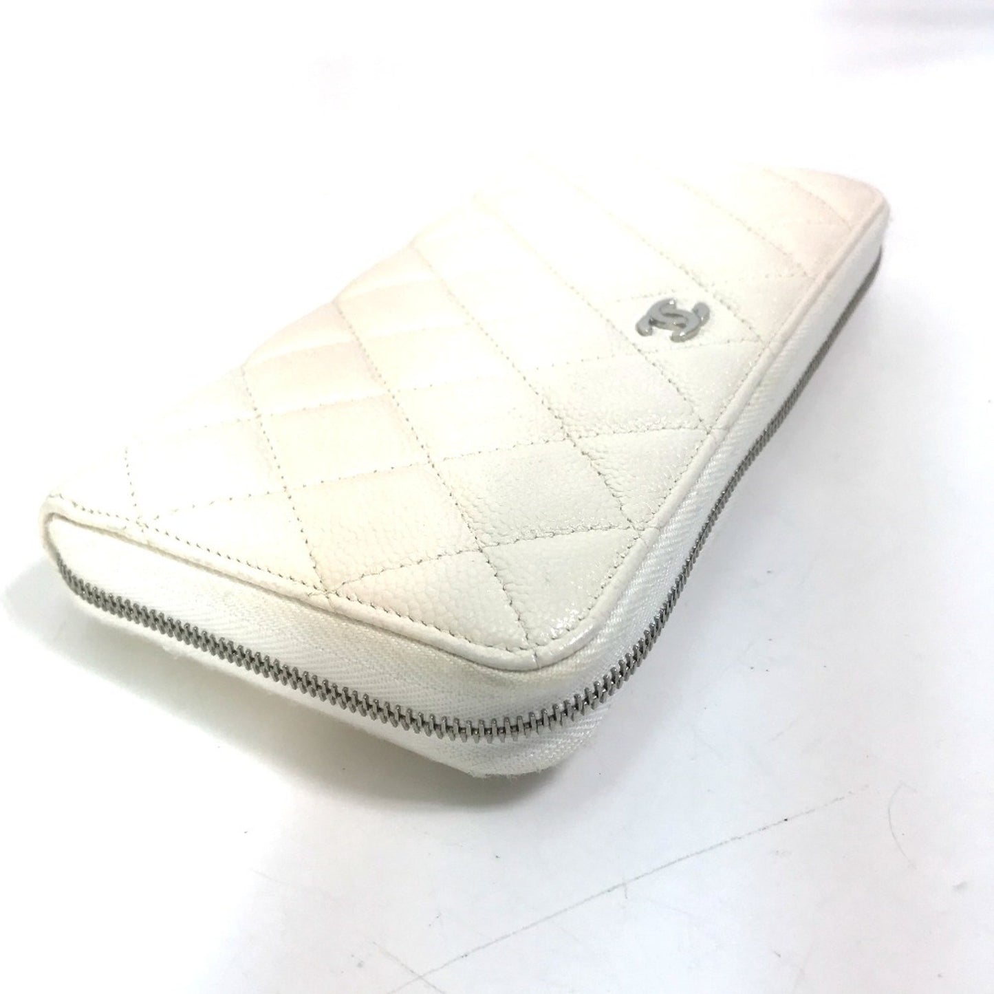 Chanel Matelassé, White, Leather, wallet